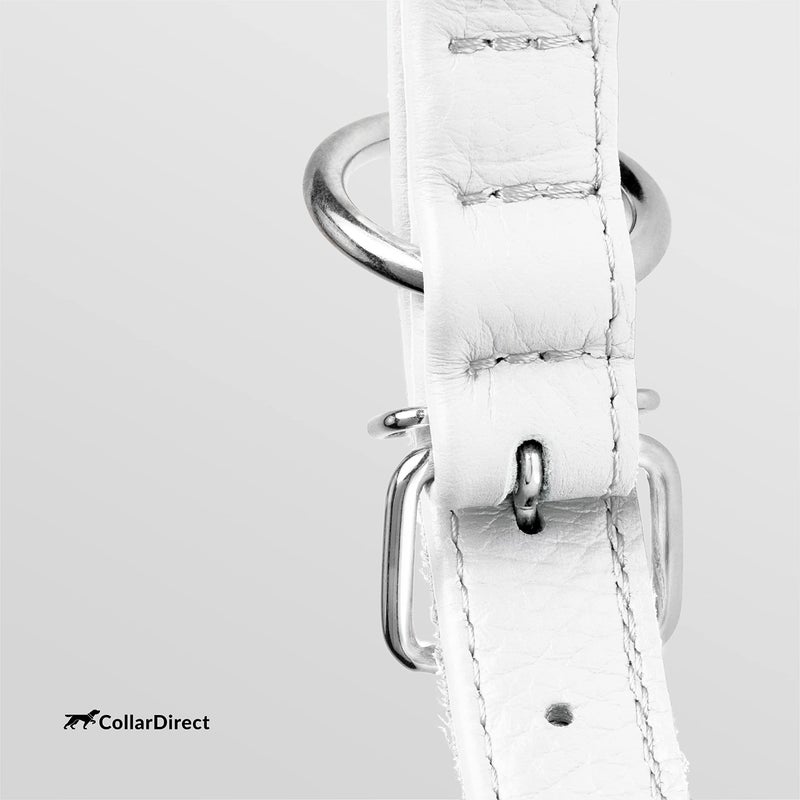 CollarDirect Rolled Leather Dog Collar, Soft Padded Round Puppy Collar, Handmade Genuine Leather Collar Dog Small Large Cat Collars 13 Colors (6 Inch, White Textured) - Image 3